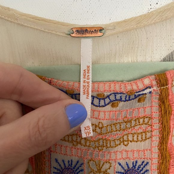 Free People | All Your Feelings | Sheer Blouse | Embroidered | XS - Picture 5 of 10